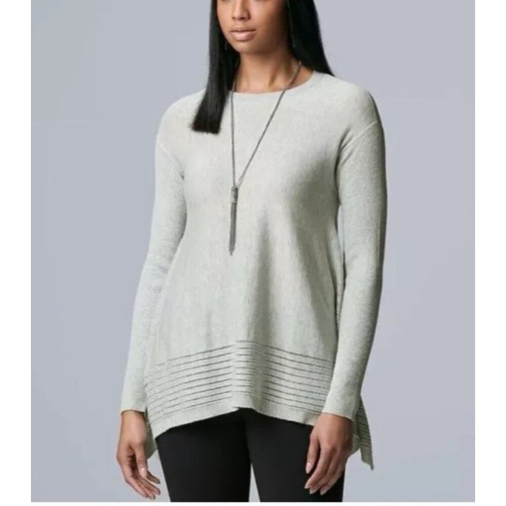 Simply Vera Sweater Large L Trapeze Gray NWT Long Sleeve Lightweight Cotton